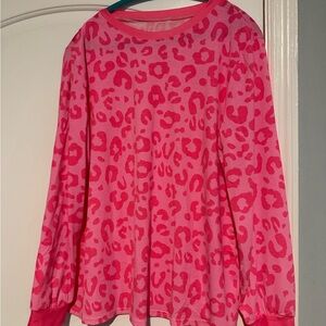 Pink Leopard Print Long Sleeve T Shirt